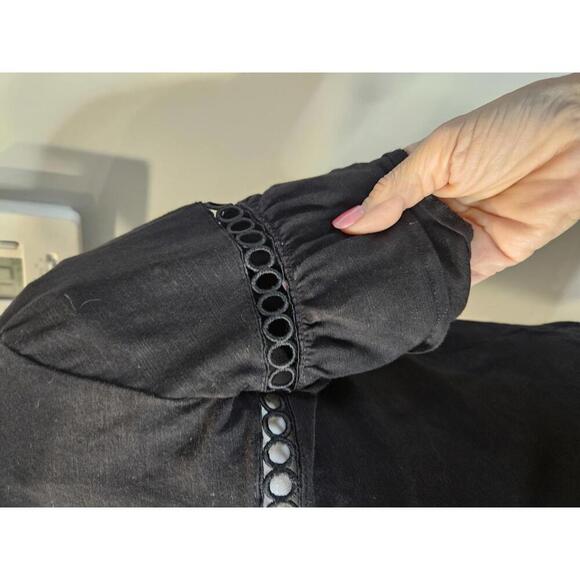 CeCe Stylish Black Puff Sleeve Top with Cut-Out Detail - Picture 4 of 5